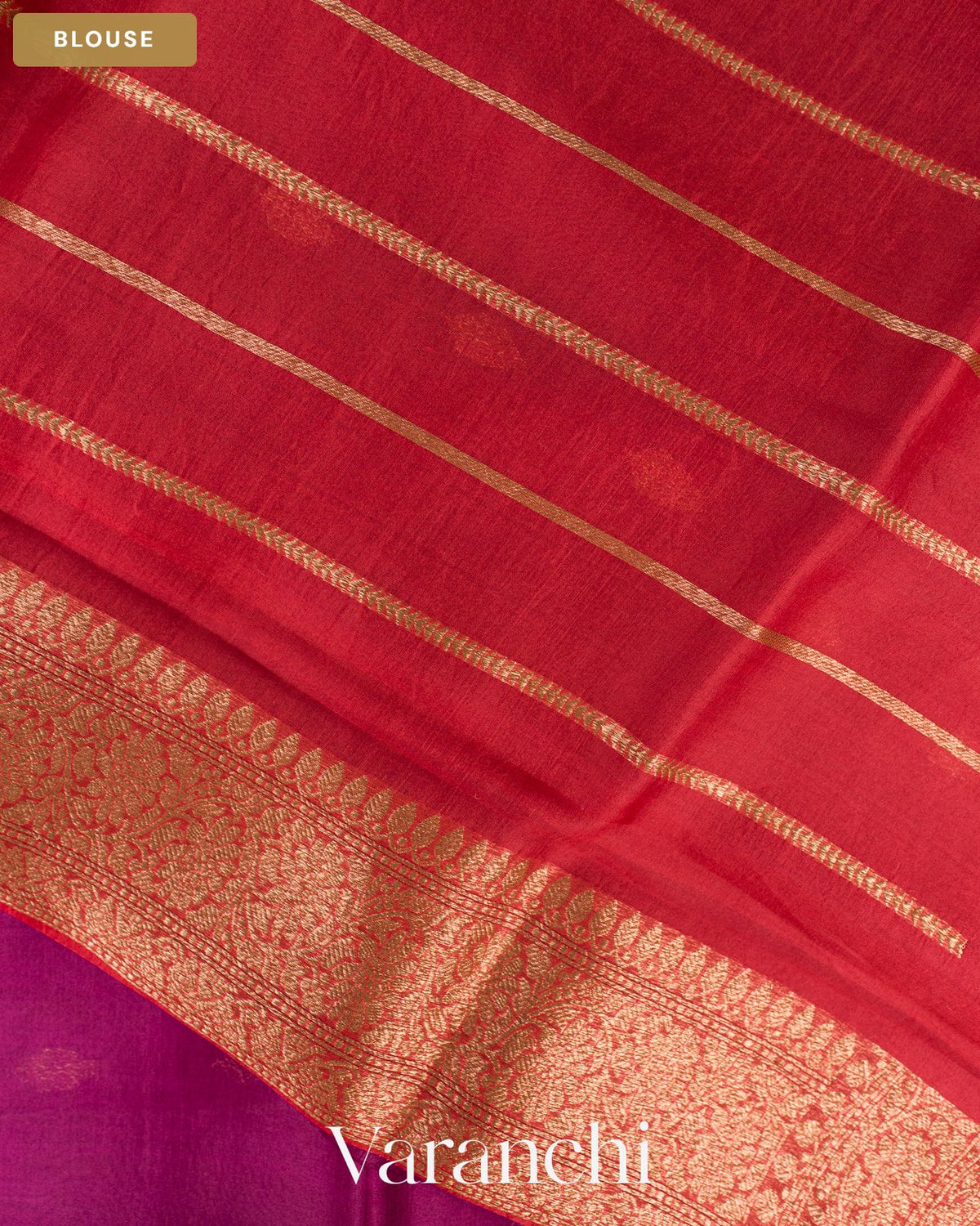 Wine Pure Kora Silk Handloom Saree — Blouse