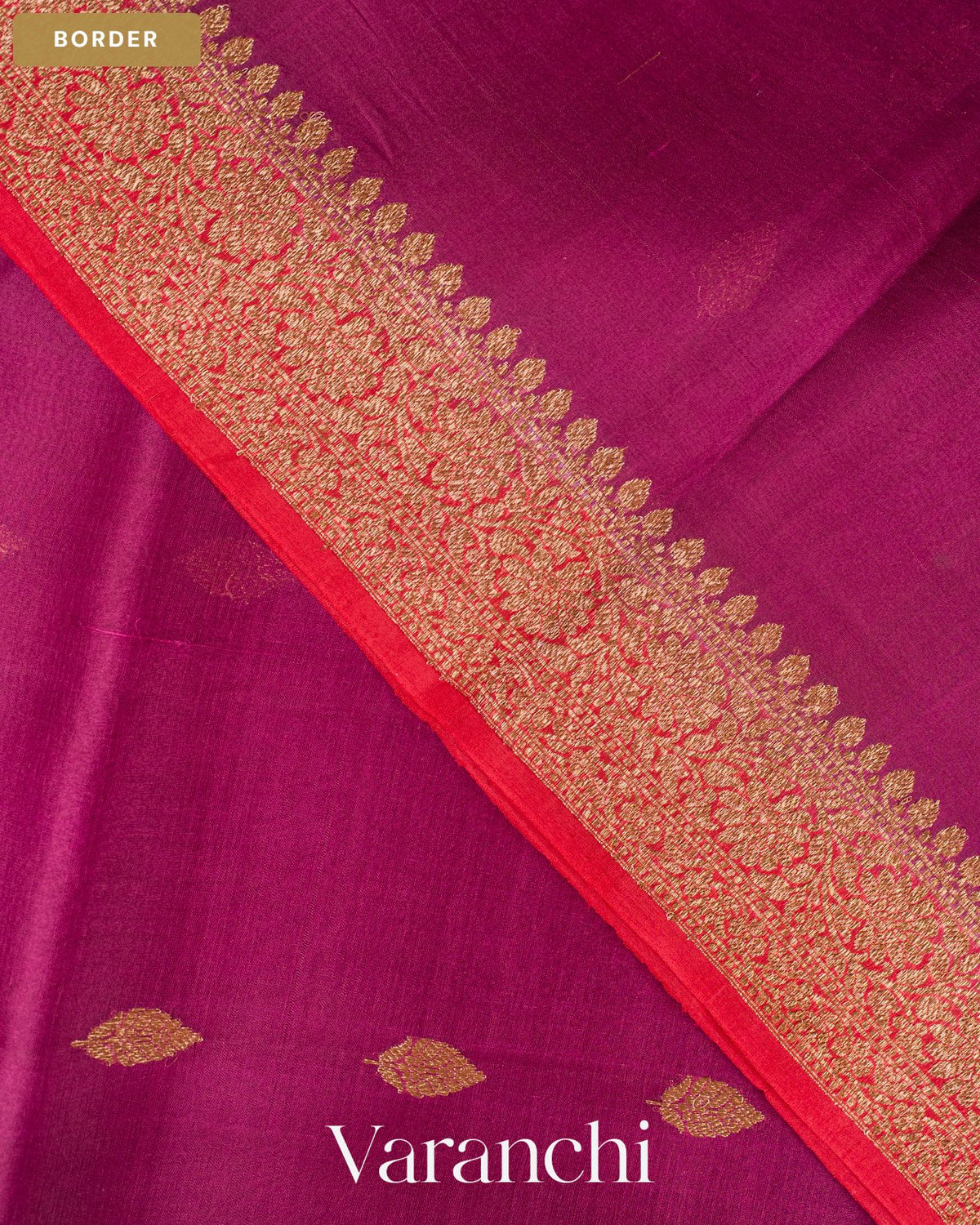 Wine Pure Kora Silk Handloom Saree — Border