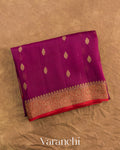 Wine Pure Kora Silk Handloom Saree — Folded