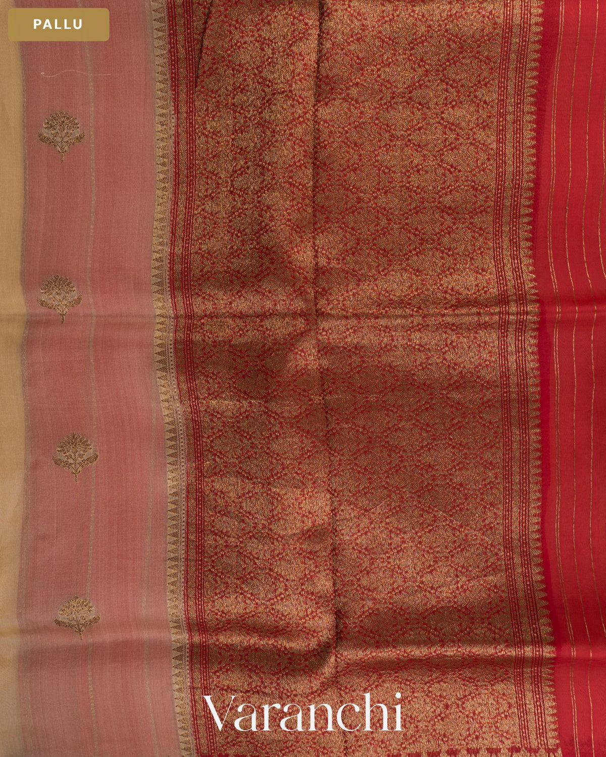 Ivory Pure Kora Silk Handloom Saree — Pallu