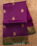 Purple Pure Kora Silk Handloom Saree — Full Saree