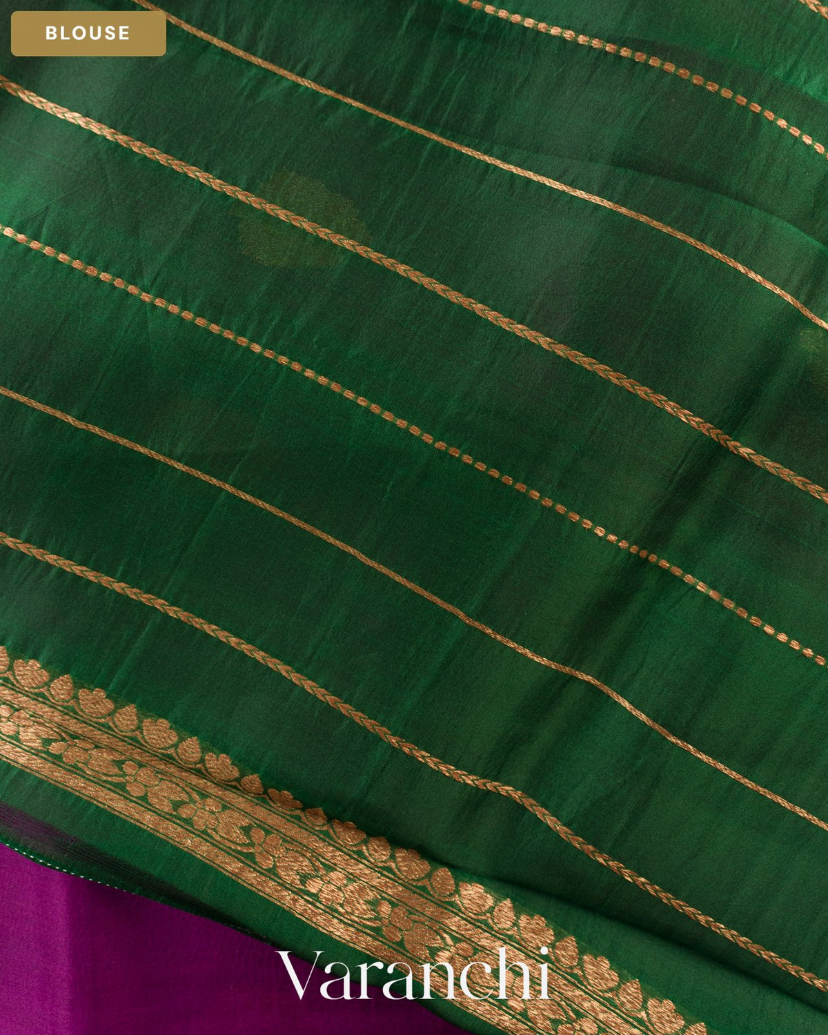 Purple Pure Kora Silk Handloom Saree — Blouse