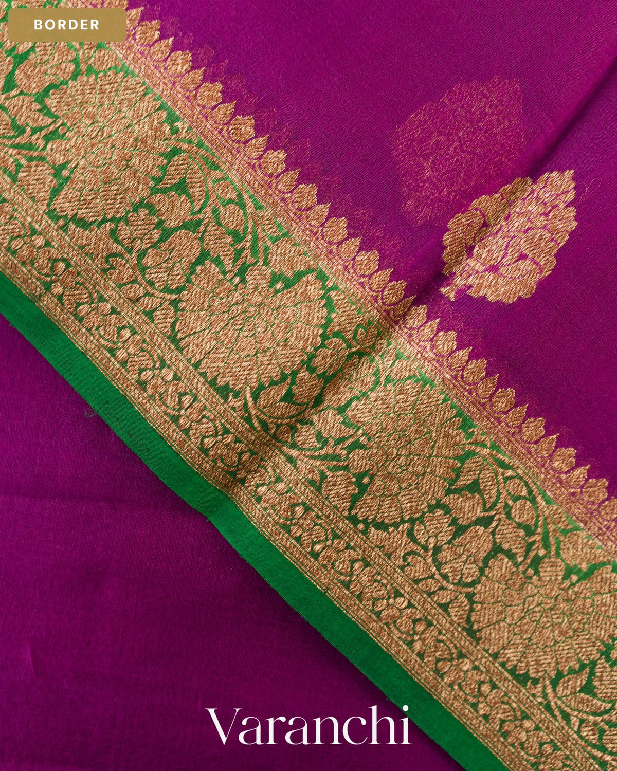 Purple Pure Kora Silk Handloom Saree — Border