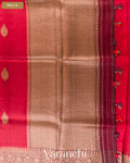 Ruby Red Pure Kora Silk Handloom Saree — Pallu