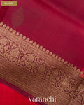 Ruby Red Pure Kora Silk Handloom Saree — Blouse
