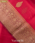 Ruby Red Pure Kora Silk Handloom Saree — Border