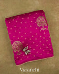 Rani Pink Bandhani Pure Chiniya Silk Saree — Folded