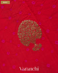 Tomato Red Bandhani Pure Chiniya Silk Saree — Body