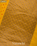 Bright Yellow Bandhani Pure Chiniya Silk Saree — Pallu