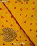 Bright Yellow Bandhani Pure Chiniya Silk Saree — Border