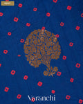 Sapphire Blue Bandhani Pure Chiniya Silk Saree — Body