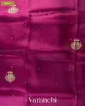 Magenta Purple Scalloped Border Pure Kora Silk Saree — Body