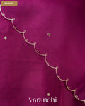 Magenta Purple Scalloped Border Pure Kora Silk Saree — Border