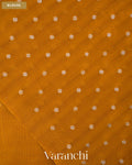 Rust Yellow Scallop Bordered Pure Kora Silk Saree — Blouse