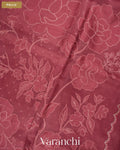 Dusty Rose Floral Applique Pure Kora Silk Saree — Pallu