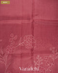 Dusty Rose Floral Applique Pure Kora Silk Saree — Body