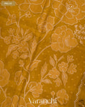 Mehandi Green Floral Applique Pure Kora Silk Saree — Pallu