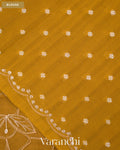 Mehandi Green Floral Applique Pure Kora Silk Saree — Blouse