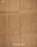 Deep Beige Floral Applique Pure Kora Silk Saree — Body