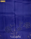 Sapphire Blue Floral Applique Pure Kora Silk Saree — Body