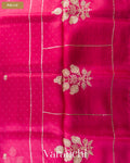 Magenta Pink Sequin Bordered Pure Kora Silk Saree — Pallu