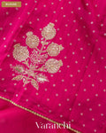 Magenta Pink Sequin Bordered Pure Kora Silk Saree — Blouse