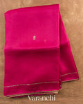 Magenta Pink Sequin Bordered Pure Kora Silk Saree — Full Saree