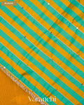 Mango Yellow Floral Applique Pure Kora Silk Saree — Blouse