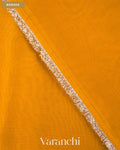 Mango Yellow Floral Applique Pure Kora Silk Saree — Border