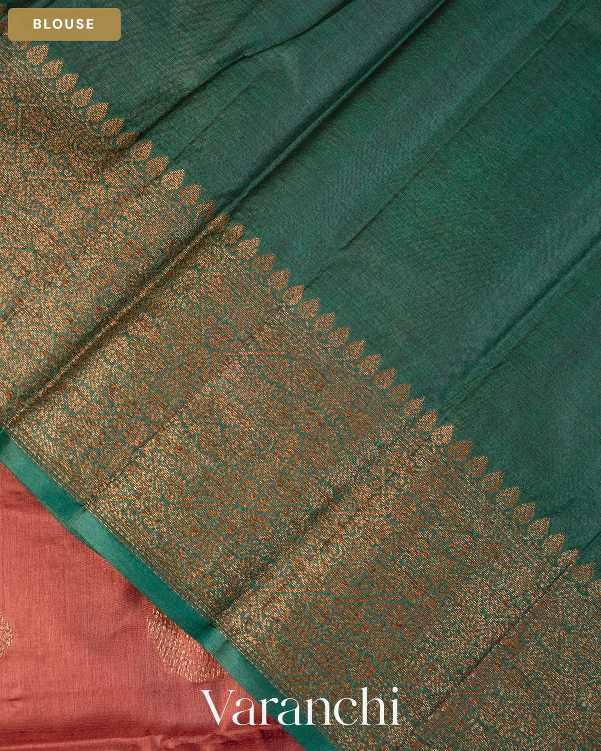 Onion Pink Pure Tussar Silk Saree — Blouse