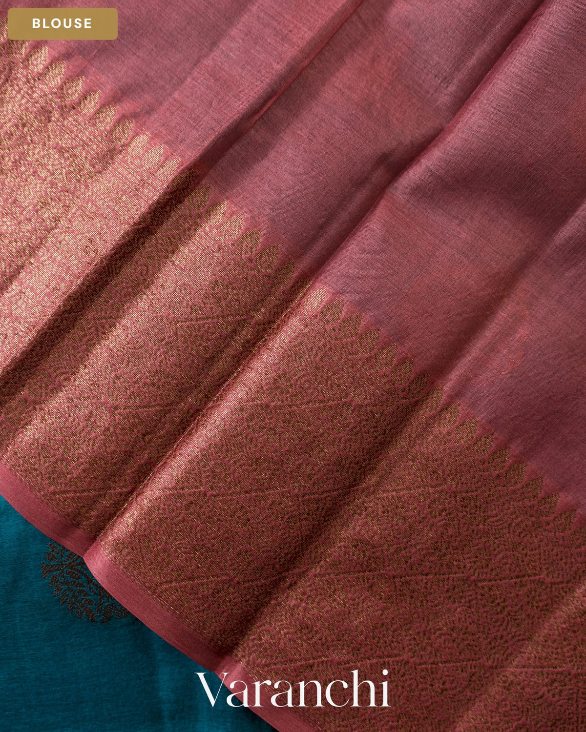 Turquoise Blue Pure Tussar Silk Saree — Blouse
