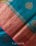 Turquoise Blue Pure Tussar Silk Saree — Border
