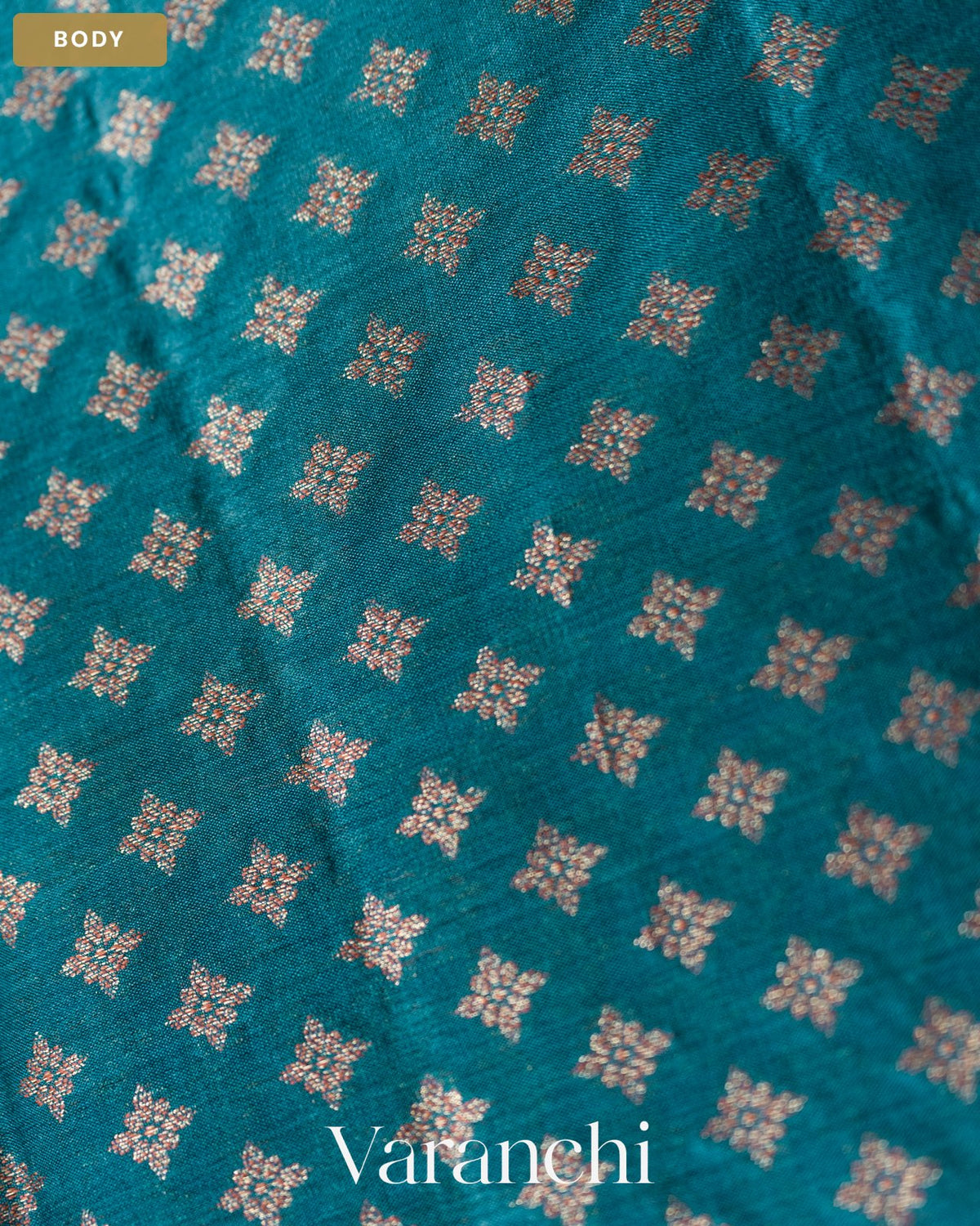 Turquoise Blue Pure Tussar Silk Saree — Body