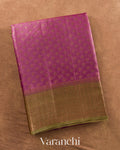 Onion Pink Pure Tussar Silk Saree — Folded