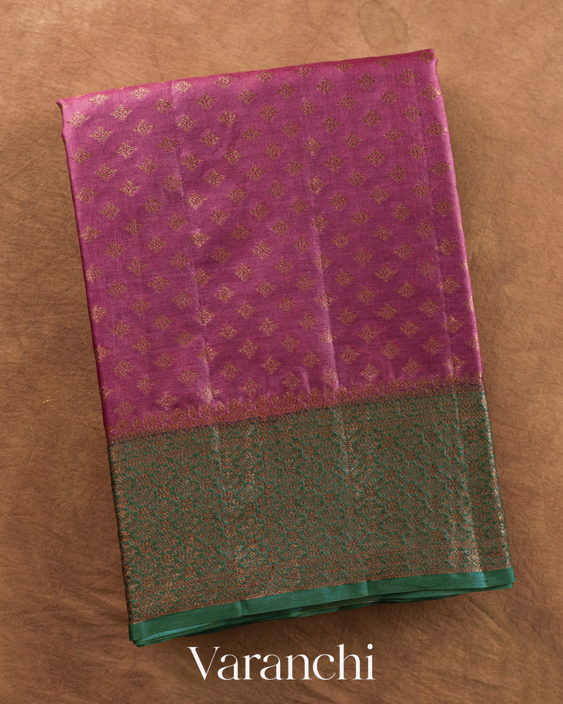 Deep Purple Pure Tussar Silk Saree — Folded
