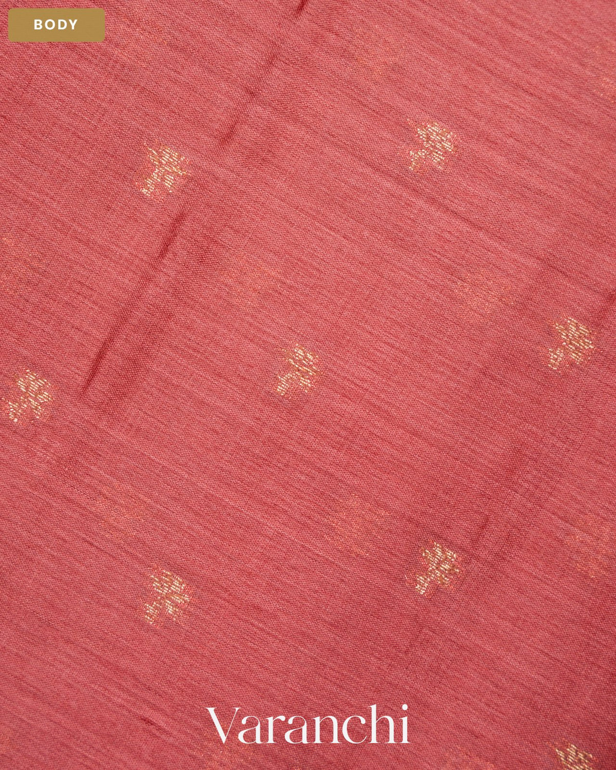 Onion Pink Pure Tussar Silk Saree — Body