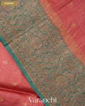 Onion Pink Pure Tussar Silk Saree — Border