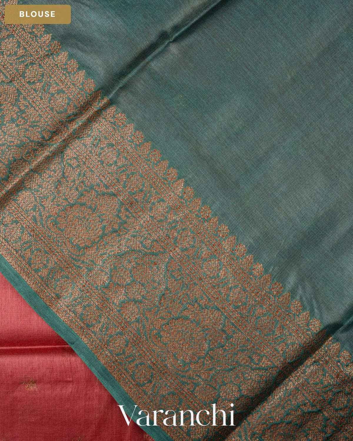 Onion Pink Pure Tussar Silk Saree — Blouse