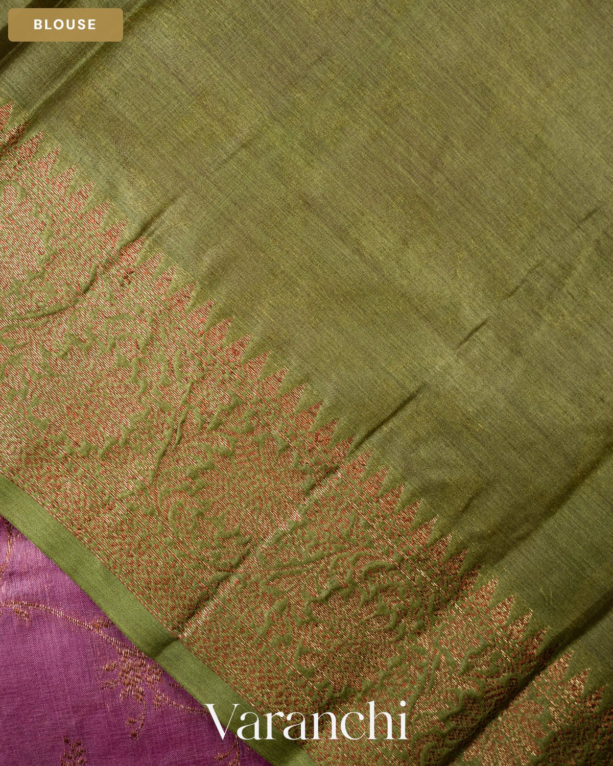 Onion Pink Jaal Pure Tussar Silk Saree — Blouse