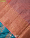 Turquoise Blue Lehariya Pure Tussar Silk Saree — Blouse