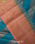 Turquoise Blue Lehariya Pure Tussar Silk Saree — Border