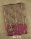 Earthy Grey Lehariya Pure Tussar Silk Saree — Folded