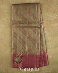 Earthy Grey Lehariya Pure Tussar Silk Saree — Full Saree