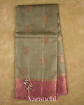 Earthy Grey Pure Tussar Silk Saree — Full Saree