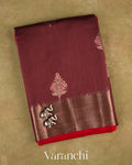 Dark Maroon Pure Chanderi Silk Cotton Handloom Saree — Folded