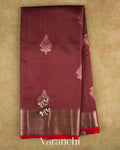 Dark Maroon Pure Chanderi Silk Cotton Handloom Saree — Full Saree