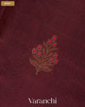 Dark Maroon Pure Chanderi Silk Cotton Handloom Saree — Body