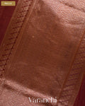 Dark Maroon Pure Chanderi Silk Cotton Handloom Saree — Pallu