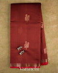 Dark Maroon Pure Chanderi Silk Cotton Handloom Saree — Full Saree