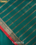 Teal Blue Pure Chanderi Silk Cotton Handloom Saree — Blouse